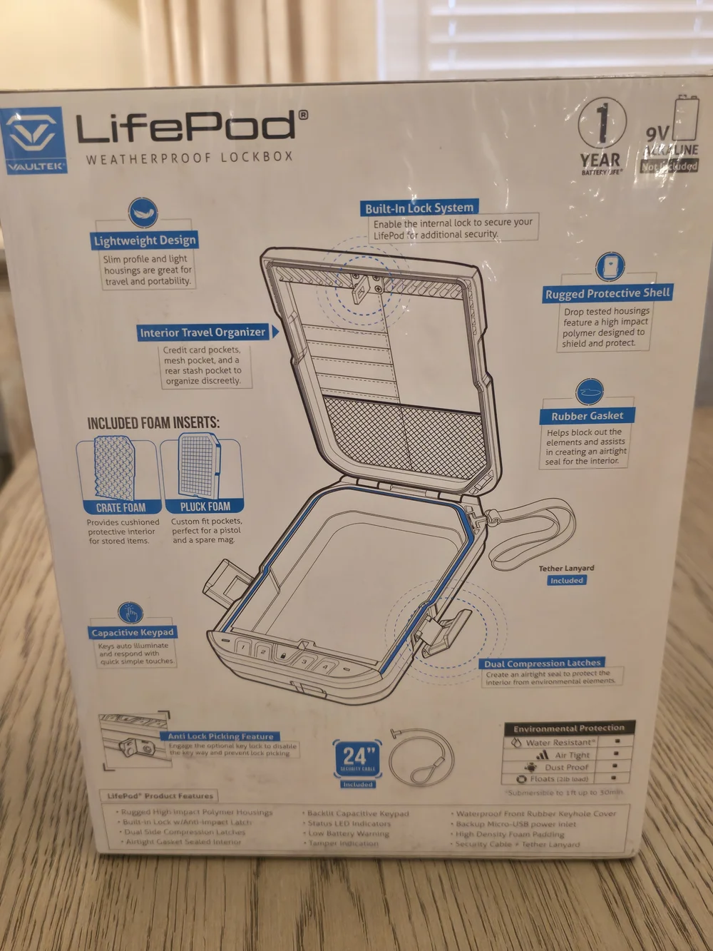 LifePod Weatherproof Lockbox - Black XLP10-BK New Sealed Protect Guns, Documents - Picture 11 of 13